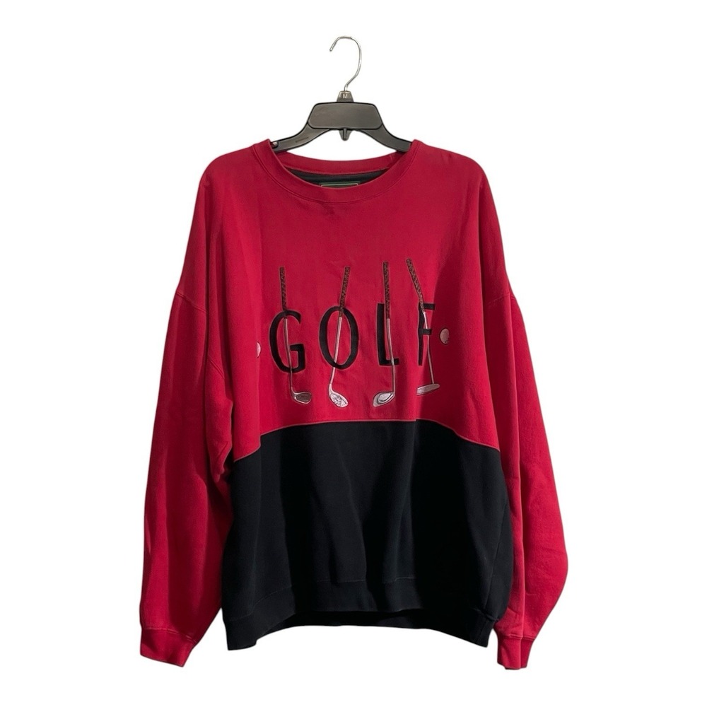 Vintage Golf Sweatshirt Mens XL Red Crewneck Pullover 90s Embroidered